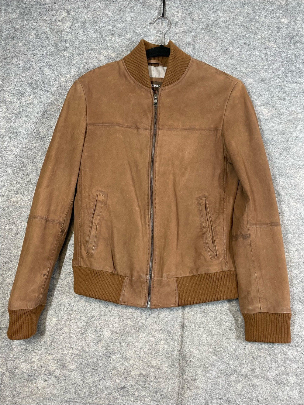 Danier Leather Suede Bomber Jacket Brown XS Genuine Leather Quiet Luxury Moto